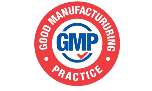 GMP Good Manufacturing Practice Certified badge for Striction D