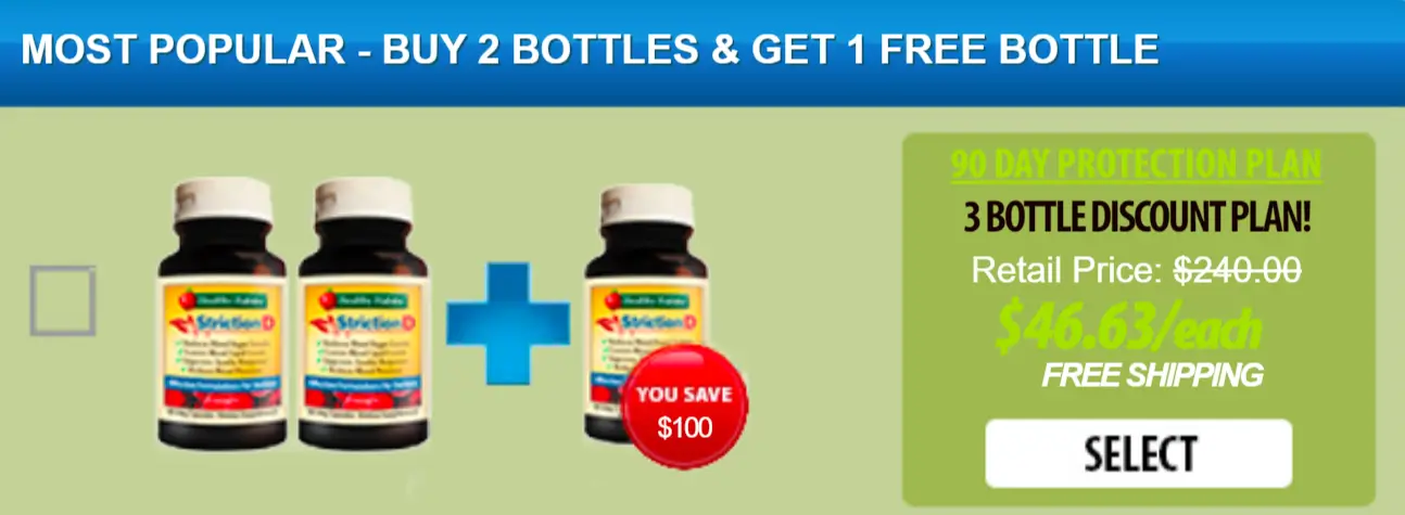 Striction D Most Popular Plan - Buy 2 Bottles and Get 1 Free - 90 Day Protection Plan