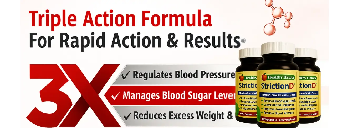 Striction D Triple Action Formula for Rapid Blood Sugar, Blood Pressure, and Weight Management